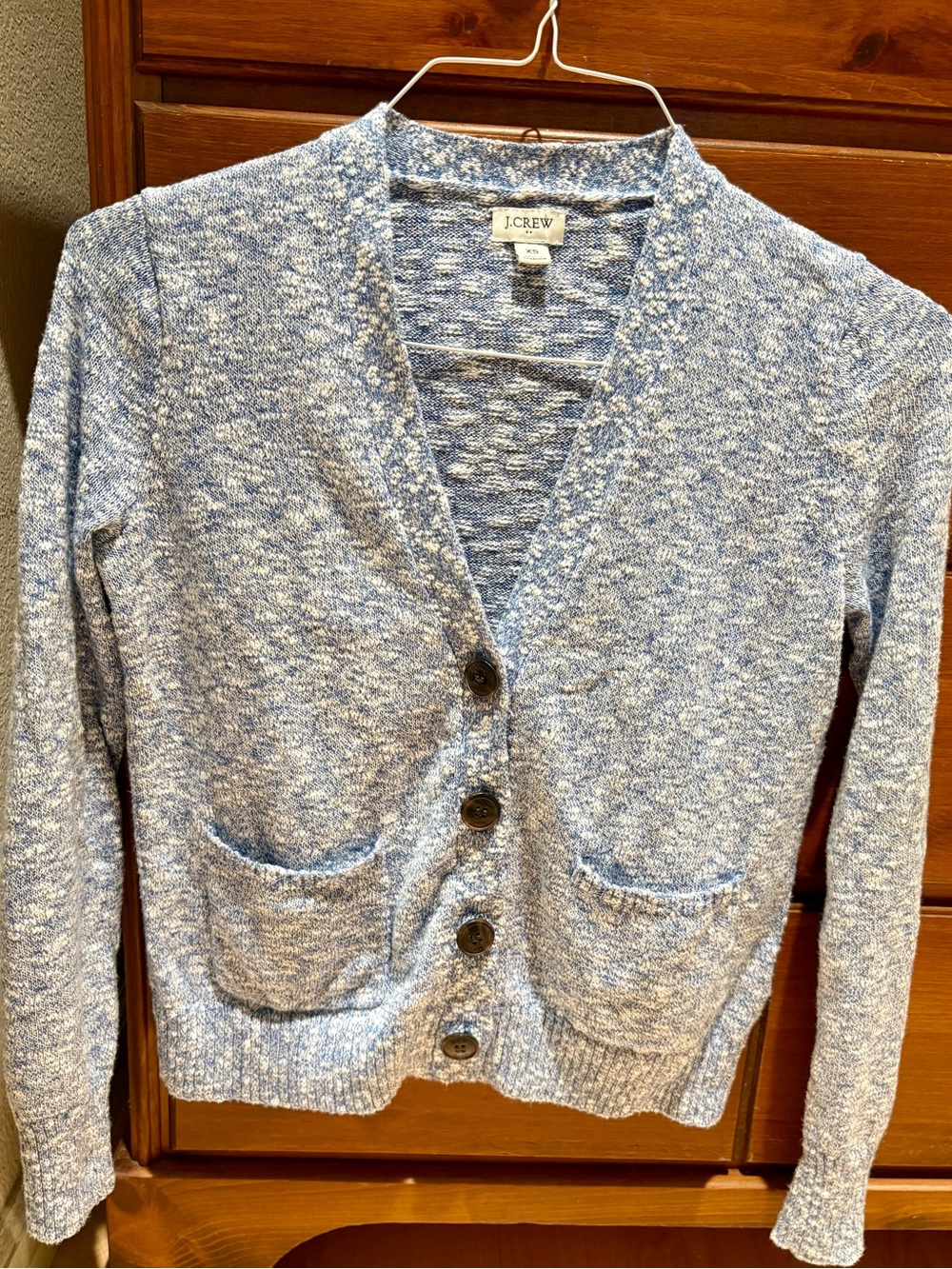 J. Crew Light Blue Marled V-Neck Button Cardigan, size XS